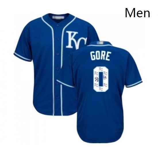 Mens Kansas City Royals 0 Terrance Gore Blue Authentic Blue Team Logo Fashion Cool Base Baseball Jersey
